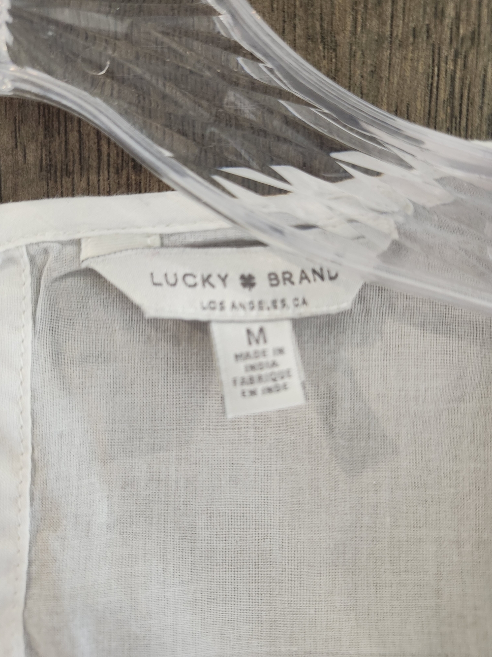 Lucky Brand White Embroidered Smocked Peasant Top - Picture 3 of 3